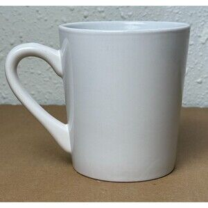 White Ceramic Coffee Mug Vintage Large Tea Cocoa Farmhouse‎ Minimalist MCM 16 oz